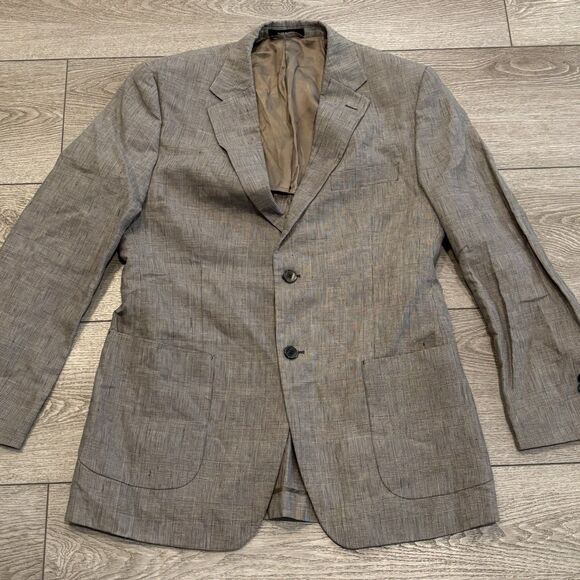 Lauren Ralph Lauren Black Label Blazer Men's 41R Brown Slim Fit Linen - Picture 1 of 9